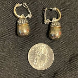 Vintage Two-Toned Drop Charm Post Earrings